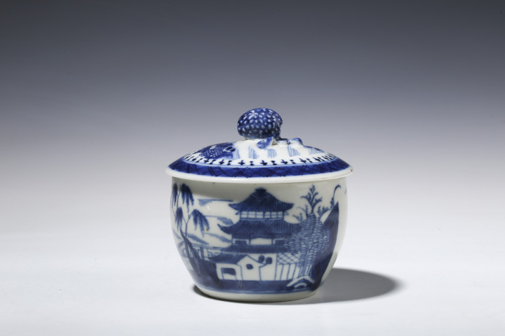 古玩陶瓷清中·青花山水樓閣紋蓋缸拍賣,當(dāng)前價(jià)格3600元