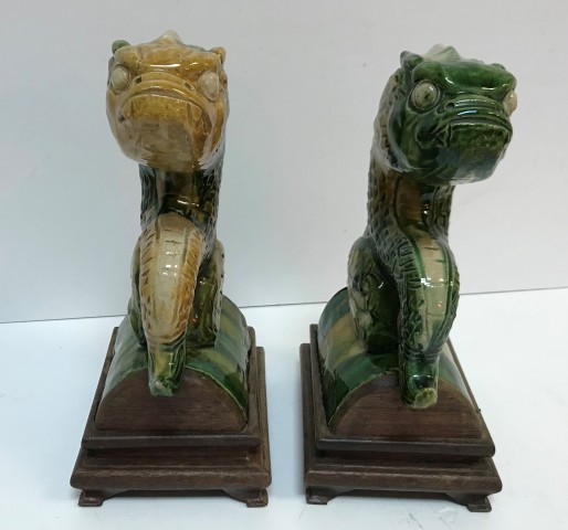 古玩陶瓷淄博窯三彩摩羯魚瓦當拍賣，當前價格6000元