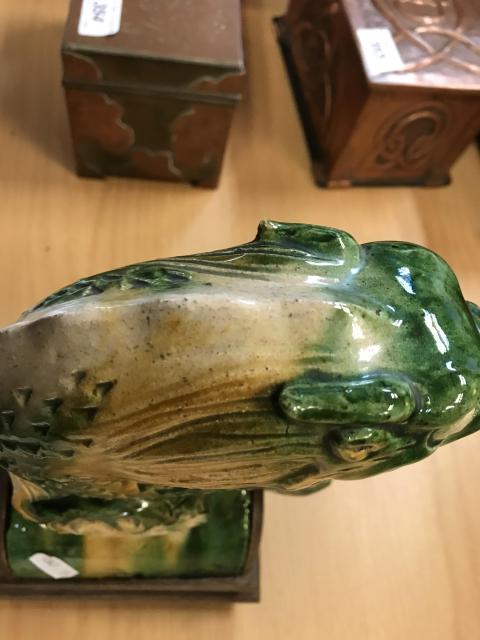 古玩陶瓷淄博窯三彩摩羯魚瓦當拍賣，當前價格6000元