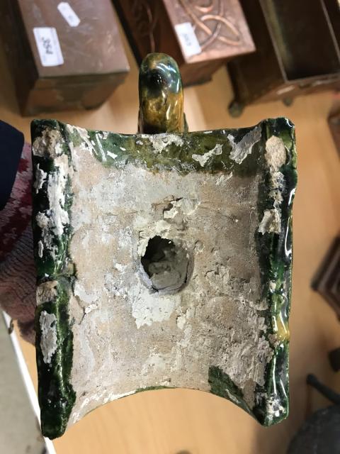 古玩陶瓷淄博窯三彩摩羯魚瓦當拍賣，當前價格6000元