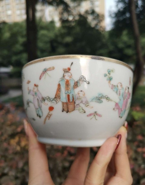 古玩陶瓷【5607】清同治  本朝款粉彩五子奪魁圖蓋罐拍賣，當前價格2580元