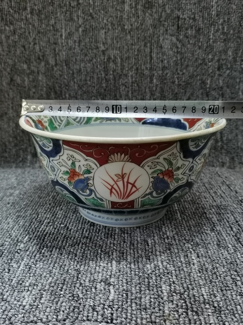 古玩陶瓷【精美大碗】晚清民國五彩花卉圖案大碗拍賣,當前價格960元