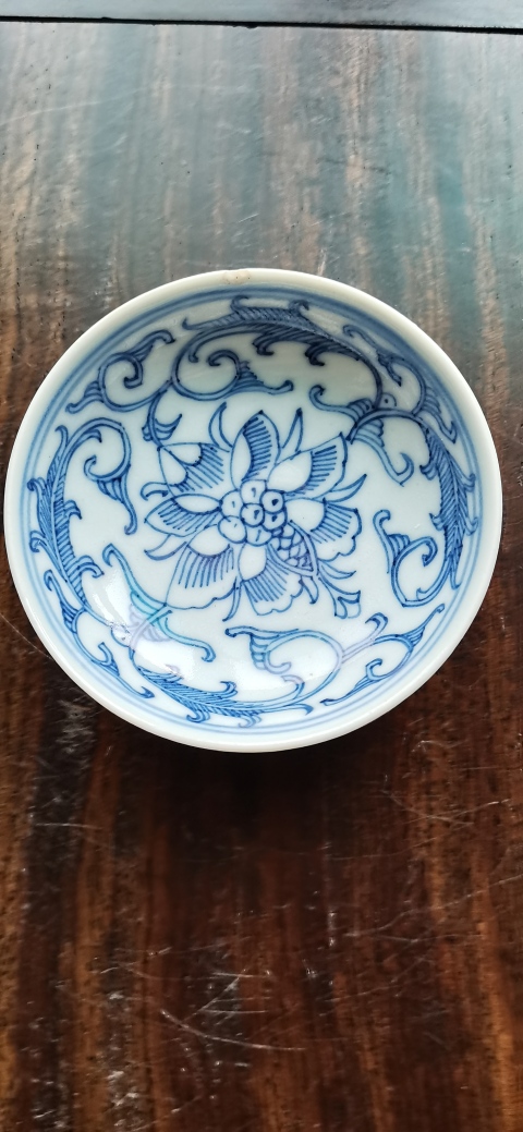 古玩陶瓷兩個青花淡描青花花卉紋小盤拍賣，當前價格1000元