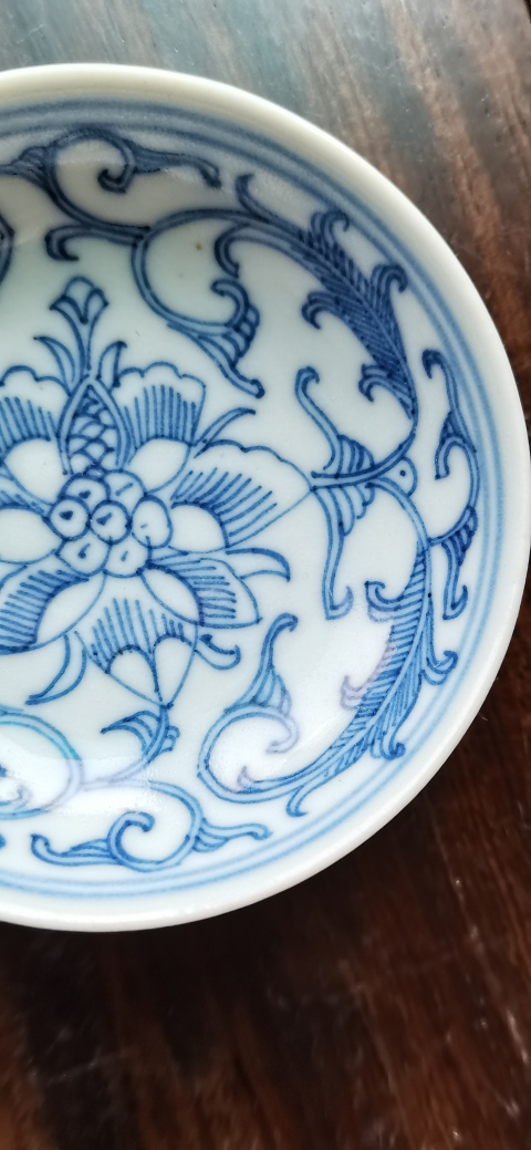 古玩陶瓷兩個青花淡描青花花卉紋小盤拍賣，當前價格1000元