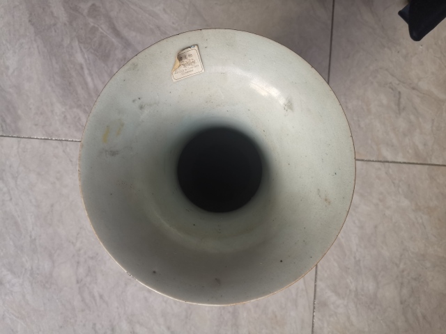 古玩陶瓷粉彩博古花卉紋花觚拍賣，當前價格5800元