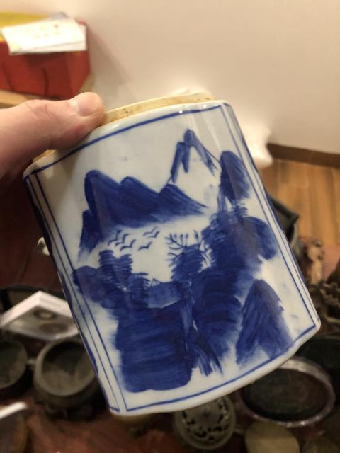 古玩陶瓷青花茶葉罐拍賣,當前價格199元