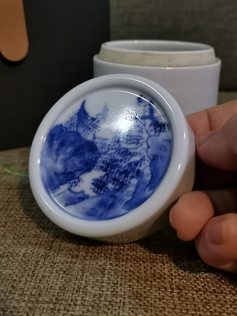 古玩陶瓷【別致茶葉罐】民國仿晚清青花個人茶葉罐拍賣,當前價格236元