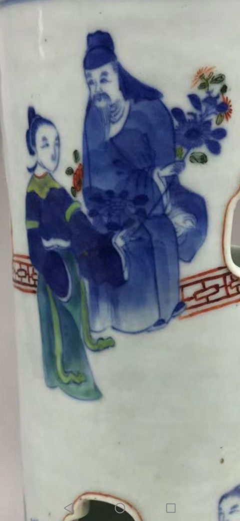古玩陶瓷青花加彩人物帽筒拍賣,當前價格36000元