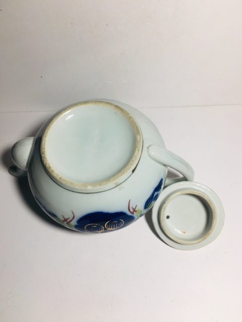 古玩陶瓷民國青花加彩花卉紋茶壺拍賣，當前價格1800元