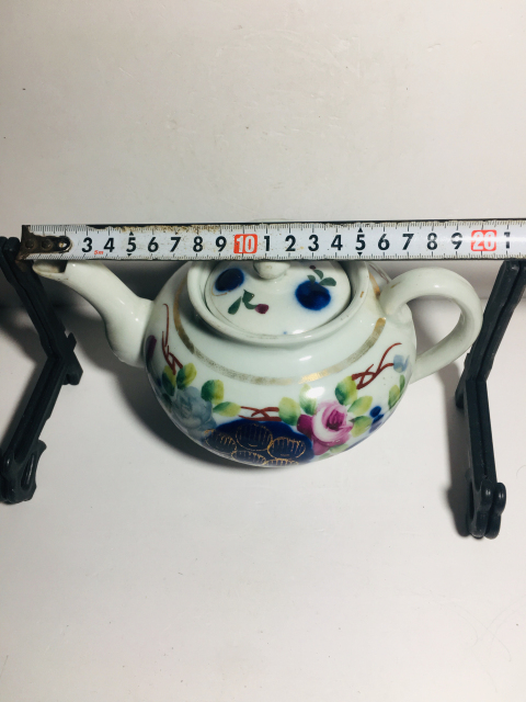 古玩陶瓷民國青花加彩花卉紋茶壺拍賣，當前價格1800元