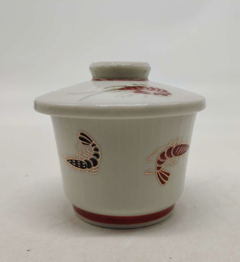 蝦紋描金彩瓷蓋杯拍賣，當前價格198元