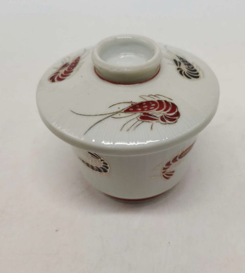 古玩陶瓷蝦紋描金彩瓷蓋杯拍賣，當前價格198元