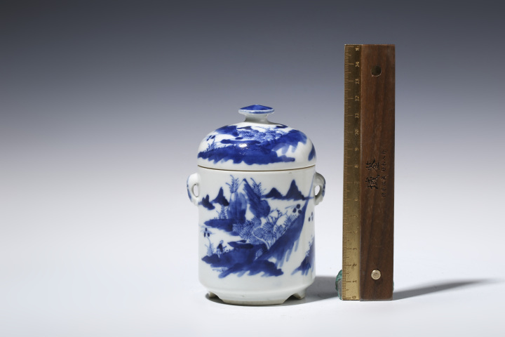 古玩陶瓷清晚?山水人物蓋盅（優品）拍賣，當前價格2980元