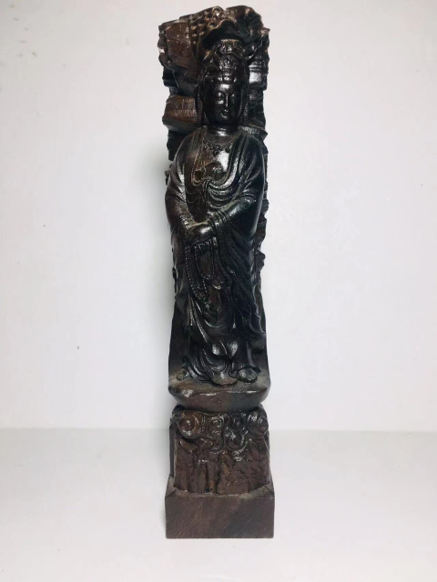 古玩雜項紫檀木雕百財觀音拍賣,當前價格688元