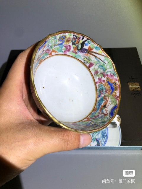 古玩陶瓷乾隆仕女紋廣彩執杯拍賣，當前價格2200元