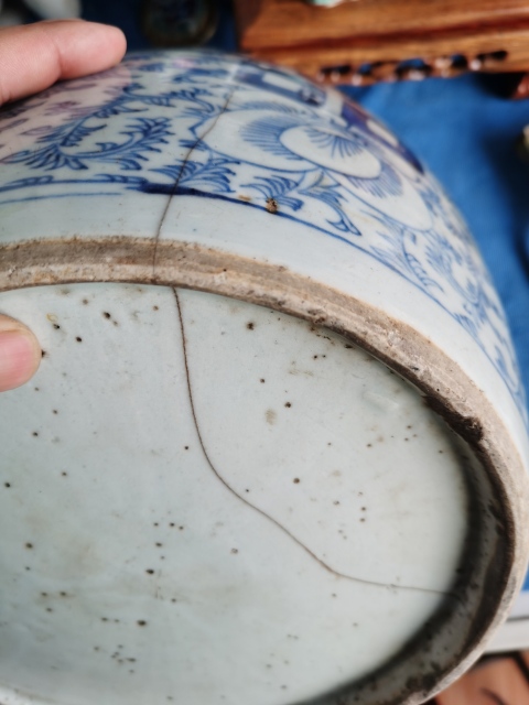 古玩陶瓷【特價(jià)處理】清中期纏枝花囍字紋青花蓋罐拍賣,當(dāng)前價(jià)格688元