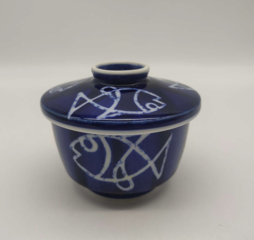古玩陶瓷魚紋青花蓋碗拍賣,當前價格398元