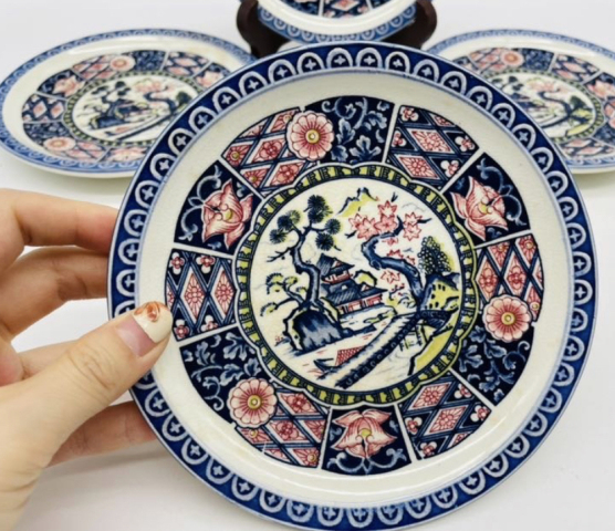 古玩陶瓷青花加彩盤拍賣,當前價格298元