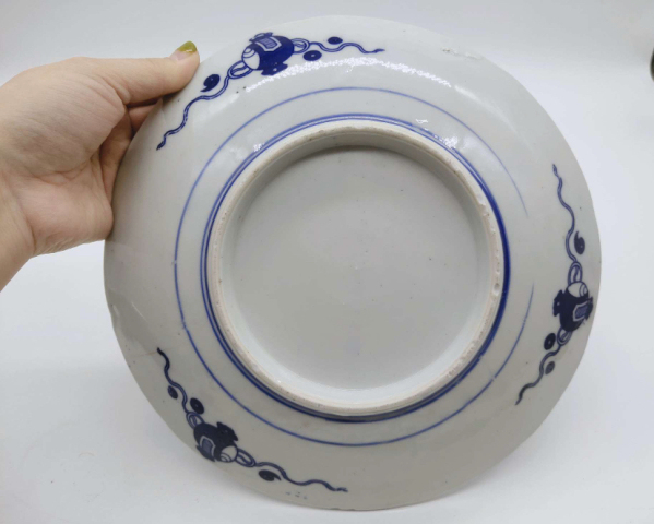 古玩陶瓷花果紋青花盤拍賣,當前價格398元