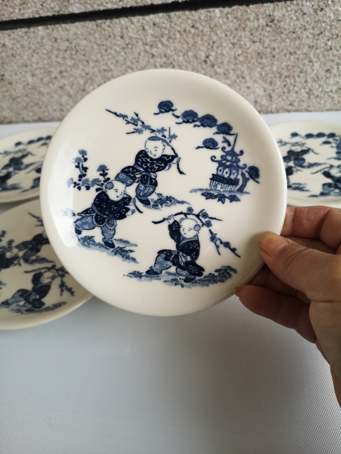 古玩陶瓷嬰戲紋青花盤拍賣，當前價格398元