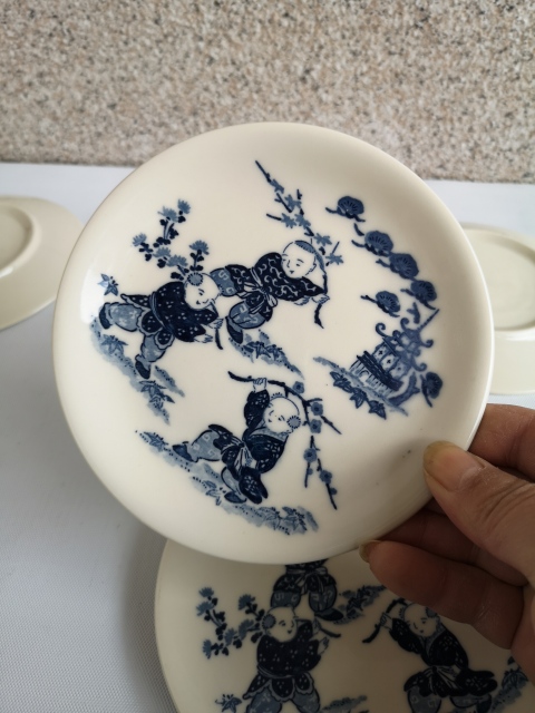 古玩陶瓷嬰戲紋青花盤拍賣，當前價格398元