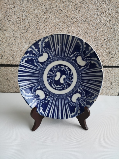 古玩陶瓷花果紋青花盤拍賣,當前價格398元