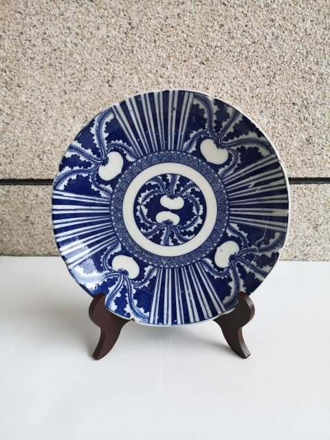 古玩陶瓷花果紋青花盤拍賣,當前價格398元