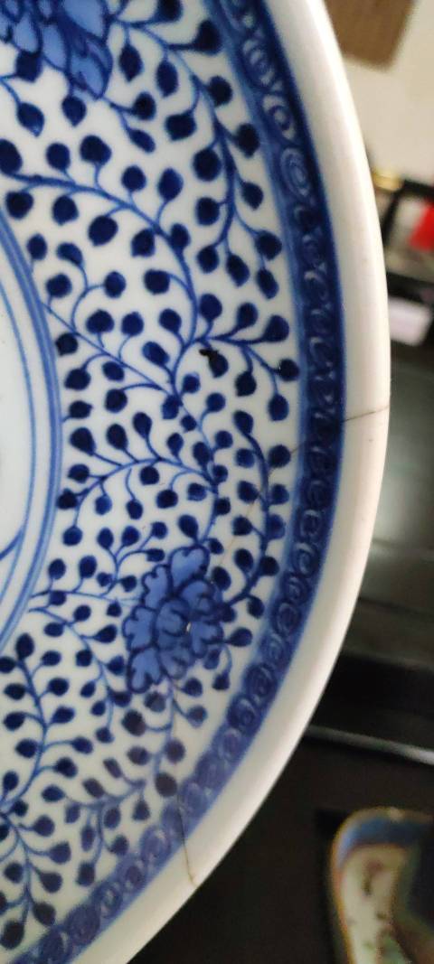 古玩陶瓷青花一束蓮大盤拍賣,當前價格5000元