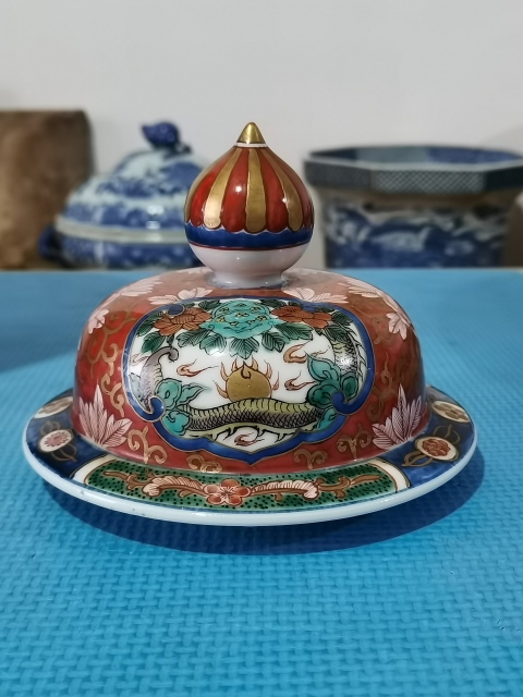 古玩陶瓷【大氣將軍罐】民國青花五彩描金將軍罐拍賣,當(dāng)前價(jià)格500元