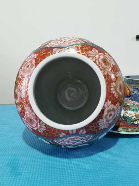 古玩陶瓷【大氣將軍罐】民國青花五彩描金將軍罐拍賣,當(dāng)前價(jià)格500元