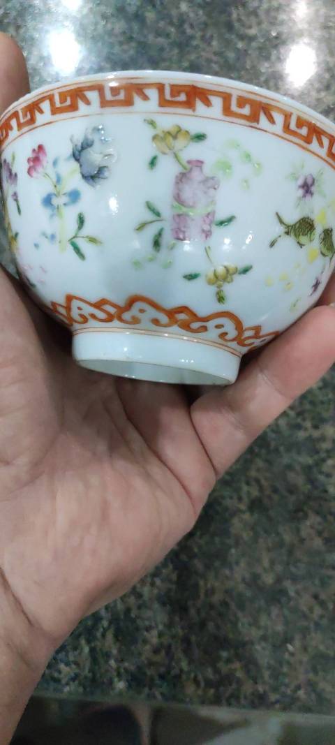 古玩陶瓷粉彩八吉祥小碗（后彩）拍賣，當前價格3200元