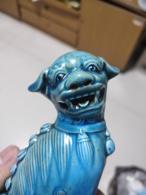 古玩陶瓷孔雀藍獅子拍賣，當前價格588元