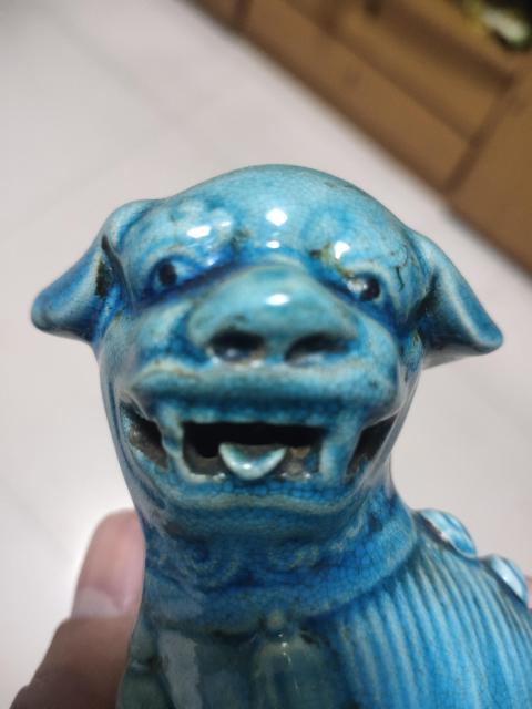 古玩陶瓷孔雀藍獅子拍賣，當前價格588元