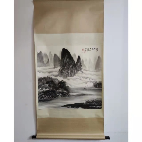古玩字畫天津美術家協會會員李林榮江村疏雨圖拍賣,當前價格488元