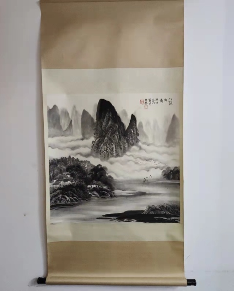 古玩字畫天津美術家協會會員李林榮江村疏雨圖拍賣,當前價格488元