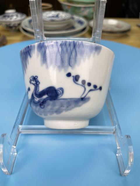 古玩陶瓷清道光 精品青花柳下雙駿壓手杯拍賣，當前價格2100元