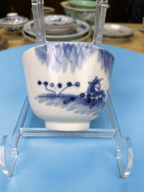 古玩陶瓷清道光 精品青花柳下雙駿壓手杯拍賣，當前價格2100元