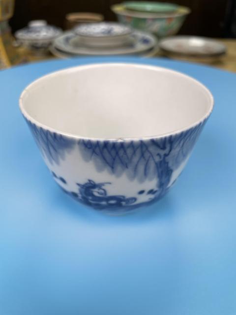 古玩陶瓷清道光 精品青花柳下雙駿壓手杯拍賣，當前價格2100元