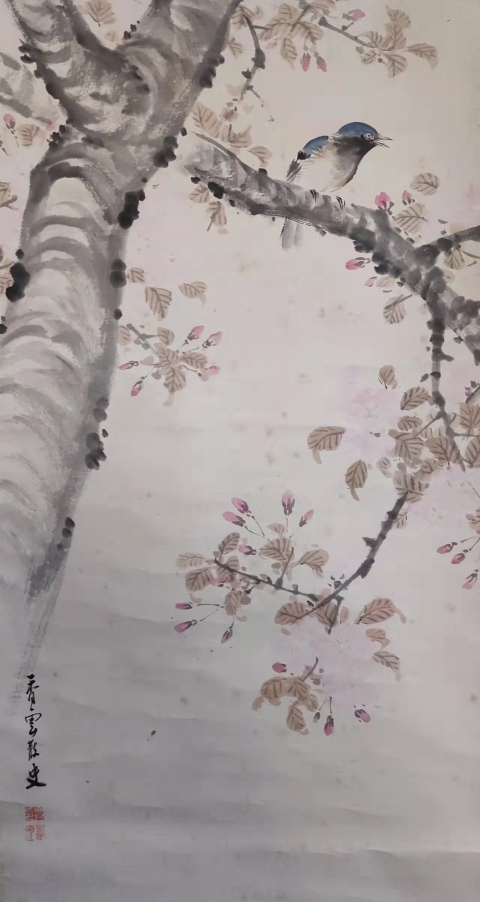 古玩字畫民國時期香云散史花鳥手工原裱立軸帶原裝木盒拍賣，當前價格488元