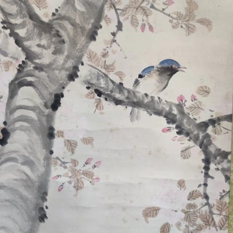 古玩字畫民國時期香云散史花鳥手工原裱立軸帶原裝木盒拍賣，當前價格488元