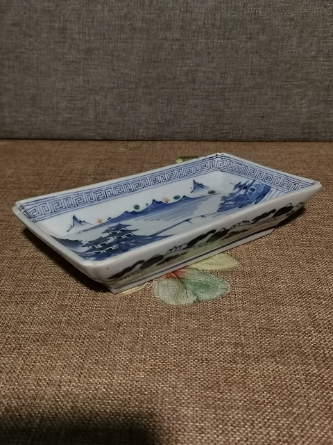 古玩陶瓷【精美筆洗】晚清民國青花四方窩角文房筆洗拍賣,當前價格860元
