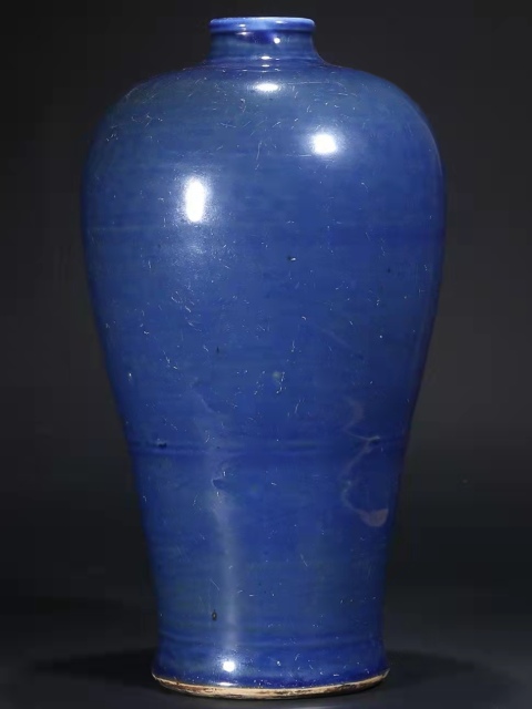 古玩陶瓷明早期風格祭藍釉梅瓶拍賣，當前價格360000元