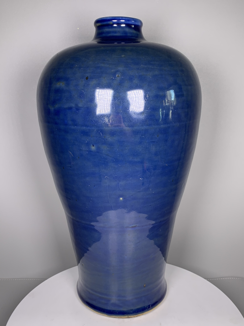 古玩陶瓷明早期風格祭藍釉梅瓶拍賣，當前價格360000元