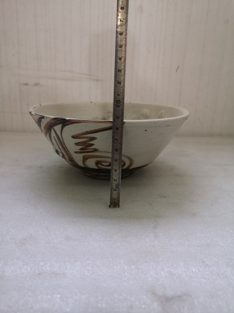古玩陶瓷磁州窯白地福壽字碗拍賣,當前價格350元