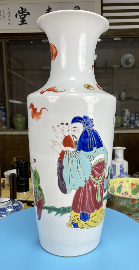 古玩陶瓷清咸豐 極品粉彩三星人物紋大瓶拍賣，當前價格7800元