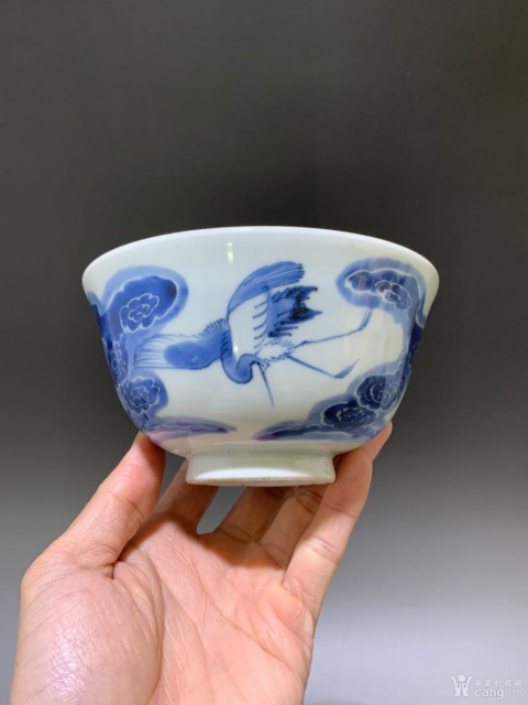 古玩陶瓷鶴紋青花碗拍賣，當前價格1000元