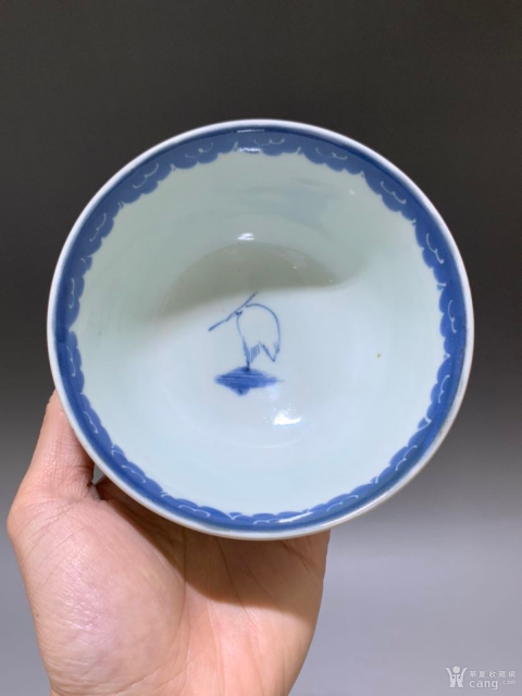 古玩陶瓷鶴紋青花碗拍賣，當前價格1000元