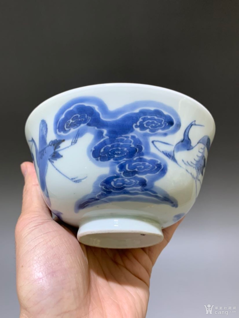 古玩陶瓷鶴紋青花碗拍賣，當前價格1000元