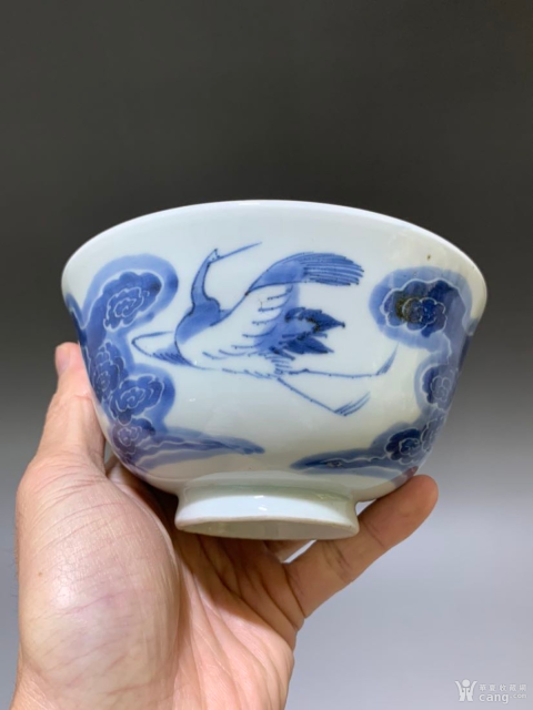 古玩陶瓷鶴紋青花碗拍賣，當前價格1000元