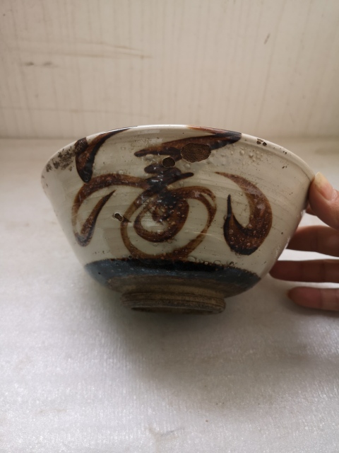 古玩陶瓷磁州窯白地福壽字碗拍賣,當前價格350元